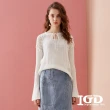 【IGD 英格麗】網路獨賣款-蕾絲織紋針織上衣(白色)