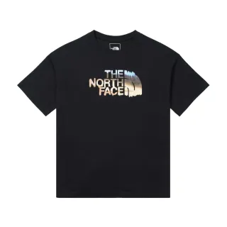 【The North Face 官方旗艦】【Woman 首推款】北面女款黑色純棉戶外印花結合品牌標誌寬鬆短袖T恤｜88GRJK3