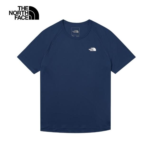 【The North Face 官方旗艦】北面男款藍色UPF防曬短袖T恤｜87W78K2(抗UV/排汗衫)