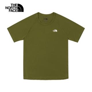 【The North Face 官方旗艦】北面男款綠色UPF防曬短袖T恤｜87W7PIB(抗UV/排汗衫)