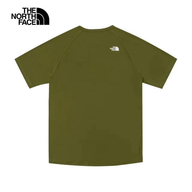 【The North Face 官方旗艦】【抗UV】】北面男款UPF綠色吸濕排汗涼感防曬短袖T恤｜87W7PIB