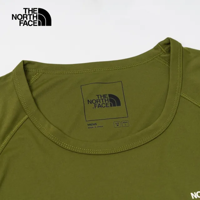 【The North Face 官方旗艦】【抗UV】】北面男款UPF綠色吸濕排汗涼感防曬短袖T恤｜87W7PIB