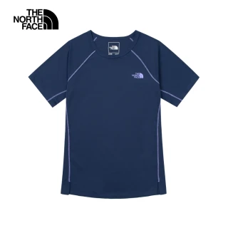 【The North Face 官方旗艦】【Woman 首推款】北面女款UPF藍色吸濕排汗涼感防曬短袖T恤｜87VSTKI