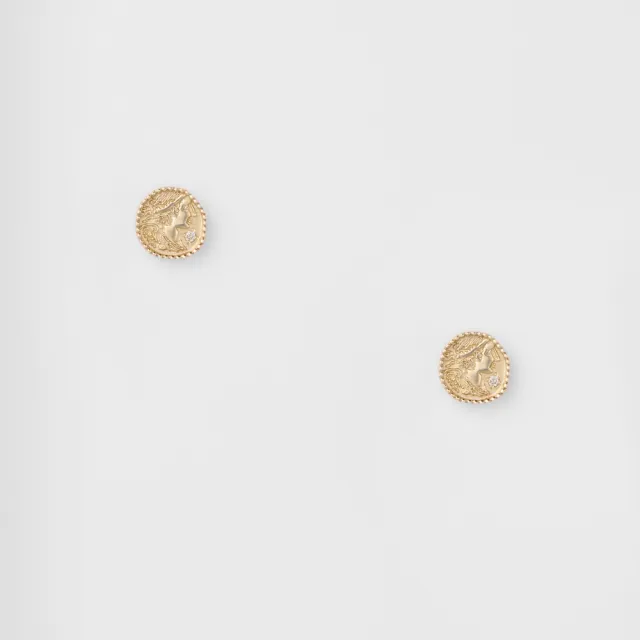 【agete】10K古硬幣鑽石耳環