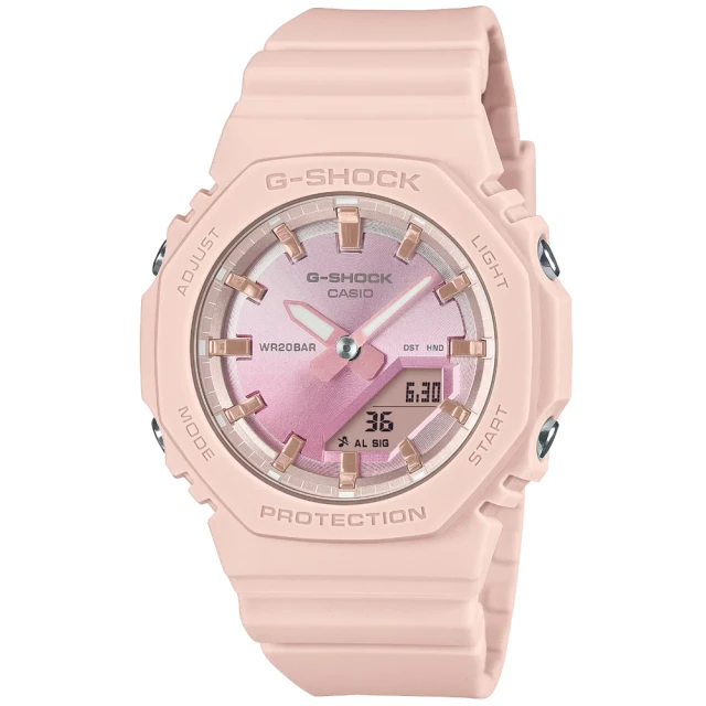 CASIO 卡西歐 卡西歐G-SHOCK WOMAN農家橡樹電子膠帶錶-粉紅(GMA-P2100SG-4A 台灣公司貨)