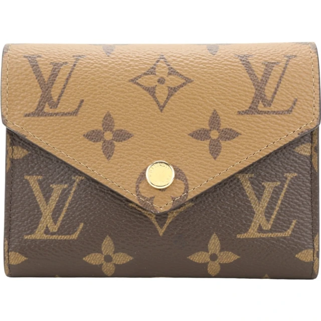 Louis Vuitton 路易威登 LOUIS VUITTON VICTORINE 雙色經典老花 棕色 三摺短夾 錢包(M81557)