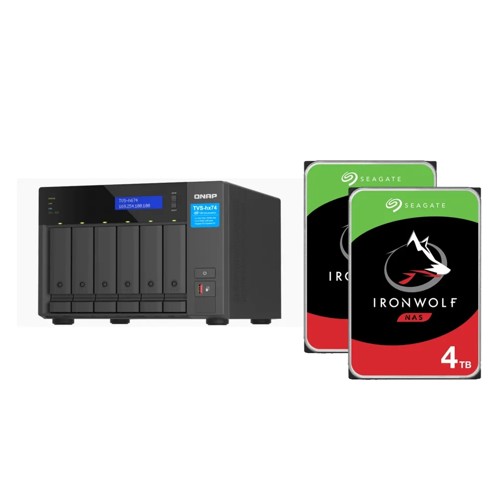 【QNAP 威聯通】搭希捷 4TB x2 ★ TVS-h674-i3-16G 6Bay NAS 網路儲存伺服器