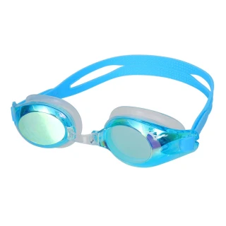 【MIZUNO 美津濃】SWIM 泳鏡-台灣製 抗UV 防霧 蛙鏡 鏡面 游泳 戲水 水藍(N3TEB72100-19)