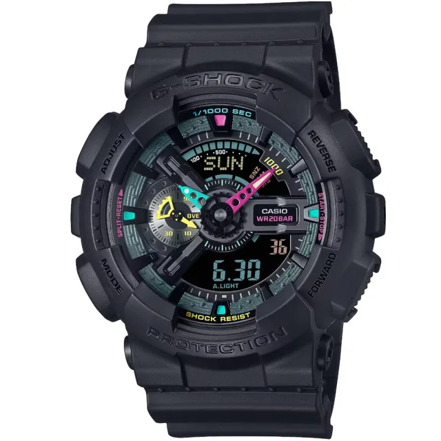 【CASIO 卡西歐】卡西歐G-SHOCK 運動潛水電子錶-黑(GA-110MF-1A 台灣公司貨)