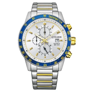 【CITIZEN 星辰】碼錶計時都會時尚不鏽鋼腕錶 白面 44mm(AN3686-53A)