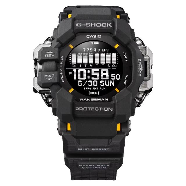 【CASIO 卡西歐】戶外首選GPS運動太陽能錶款 百搭黑 53.2mm(GPR-H1000-1)