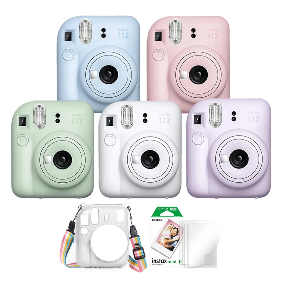 【FUJIFILM 富士】instax mini 12 拍立得相機 原廠公司貨(送水晶殼20張底片組合)