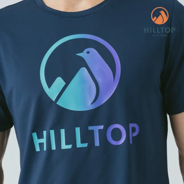 【Hilltop 山頂鳥】ZISOFIT石墨烯抗菌吸濕快乾抗UV涼感印花彈性T恤 男款 藍｜PS04XMG2ECE0