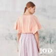 【IGD 英格麗】網路獨賣款-V領荷葉袖上衣(粉色)