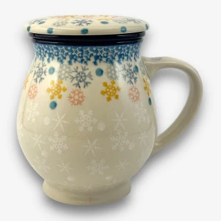 【SOLO 波蘭陶】CA 波蘭陶 400ML 有蓋茶濾杯 嫩彩雪花系列 CERAMIKA ARTYSTYCZNA