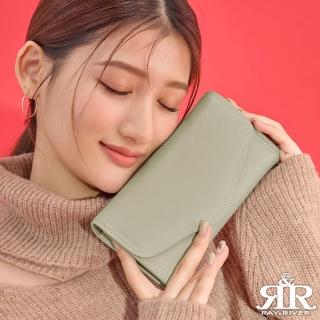 【2R 手工真皮】翡莉細紋牛皮Fliper翻蓋美型長夾 卡其灰(皮夾)