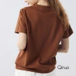 【Qiruo 奇若名品】春夏專櫃咖啡色上衣4184A  造型棉T休閒款(M-2XL)