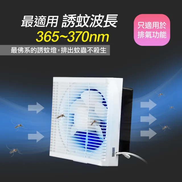 【勳風】8吋變頻DC節能吸排扇/誘蚊燈款(HFB-S6108)