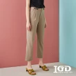 【IGD 英格麗】網路獨賣款-釦調節西裝直筒褲(卡其色)