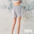 【IGD 英格麗】網路獨賣款-直條紋休閒短褲(黑色)