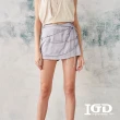 【IGD 英格麗】網路獨賣款-緞面綁帶短褲(灰色)
