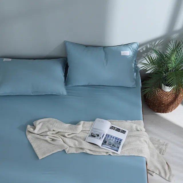 【GOLDEN-TIME】雲眠紗三件式枕套床包組-琉璃綠(加大)
