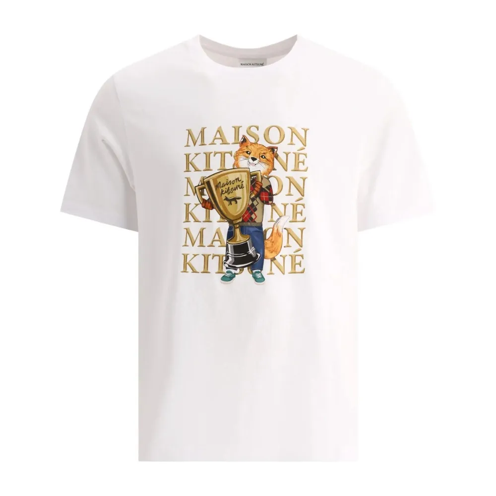 【Maison Kitsune】MAISONKITSUNE 冠軍狐狸 白色 純棉 T-SHIRT(LM00123KJ0008P100)