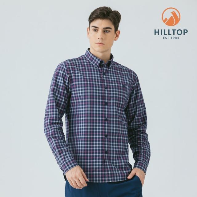 【Hilltop 山頂鳥】抗UV吸濕快乾格子長袖襯衫 男款 藍底紅格｜PS05XM73ECEY