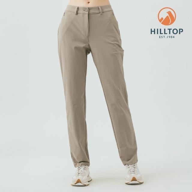 【Hilltop 山頂鳥】施華洛世奇水鑽撞釘超潑水抗UV彈性長褲 女款 卡其｜PS07XFN6ECN0