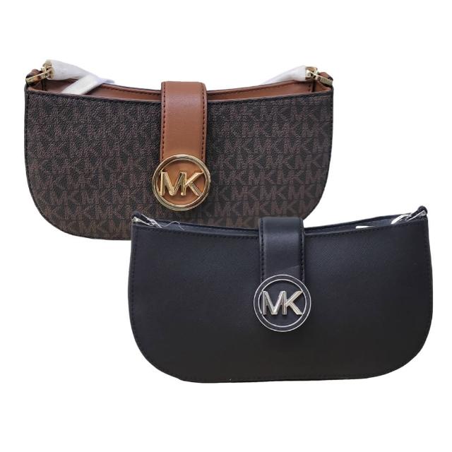 【Michael Kors】MICHAEL KORS CARMEN銀字LOGO防刮牛皮扣式肩背包(父親節七夕情人節)