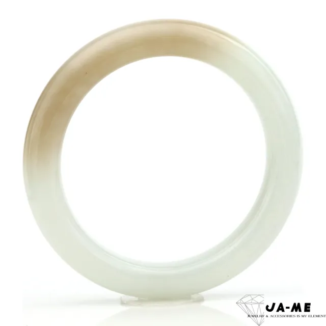 【JA-ME】天然和田玉奶茶色糖白圓骨玉鐲#18