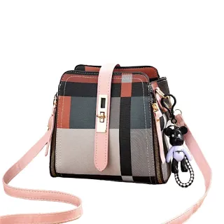 【89 zone】韓版清新刺繡 女包 單肩包 側肩包 斜挎包 手提包 水桶包(彩格米/黑/紅)