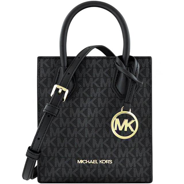 【Michael Kors】Mercer LOGO PVC小型手提/斜背兩用包(黑色)