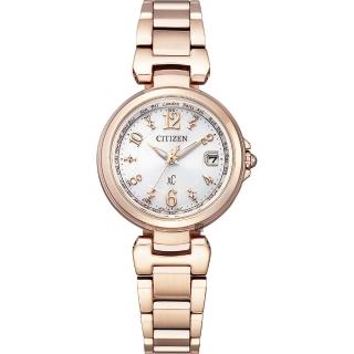 【CITIZEN 星辰】XC Sakura pink 光動能 電波對時 萬年曆女錶 27.8MM(EC1037-69A)