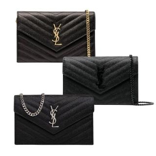 【Saint Laurent Paris】SAINT LAURENT YSL 魚子醬荔枝牛皮 WOC 信封包 斜背包(742920BOW)