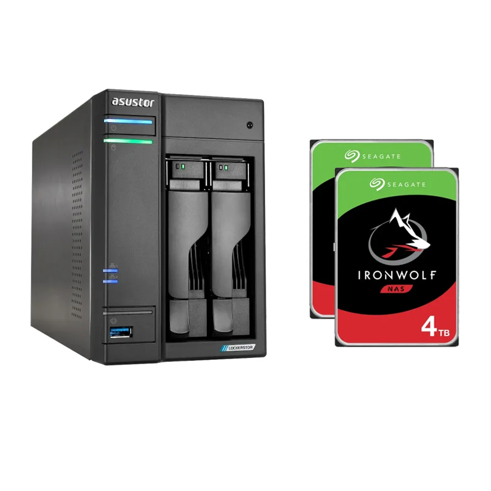 【ASUSTOR 華芸】搭希捷 4TB x2 ★ AS6702T 2Bay NAS 網路儲存伺服器