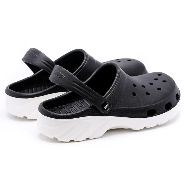 【母子鱷魚】-官方直營-兩穿式水陸雙色洞洞鞋-黑(男女款)