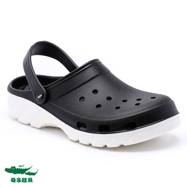 【母子鱷魚】-官方直營-兩穿式水陸雙色洞洞鞋-黑(男女款)