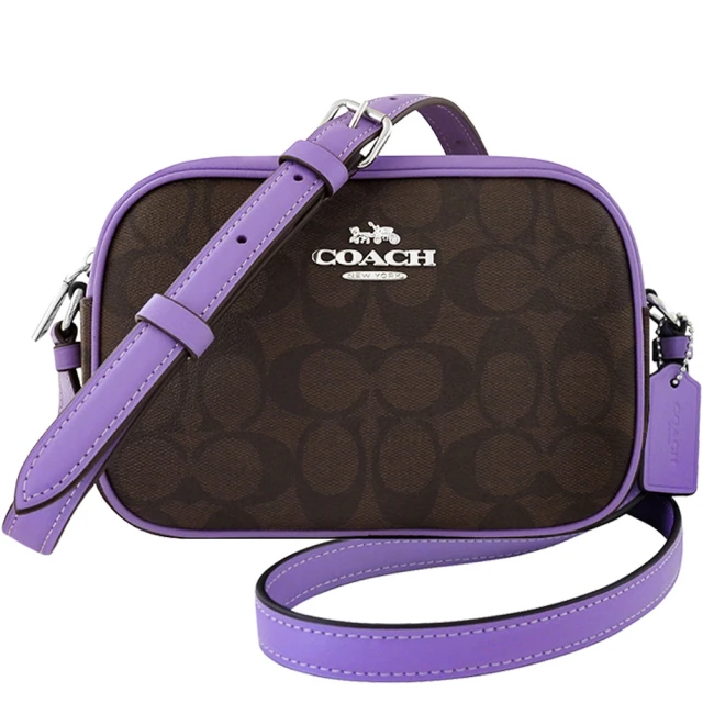 COACH JAMIE大C PVC斜背相機包-紫色(買就送璀