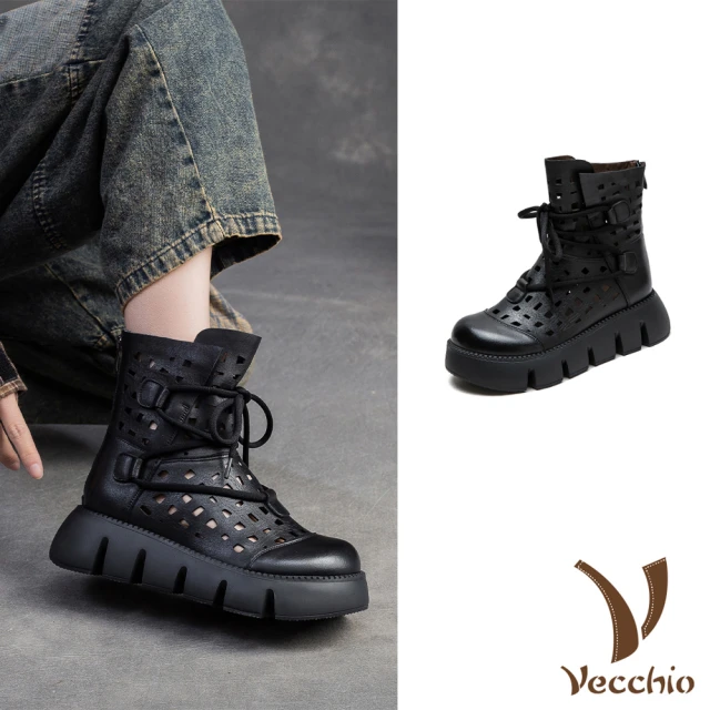 Vecchio 真皮踝靴 高跟踝靴/全真皮頭層牛皮典雅民族風