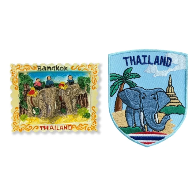 A-ONE 匯旺A-ONE 匯旺 泰國曼谷大象辦公室磁鐵+泰國 大象 布標2件組網紅打卡地標 文青必備 大門磁鐵(C169+188)