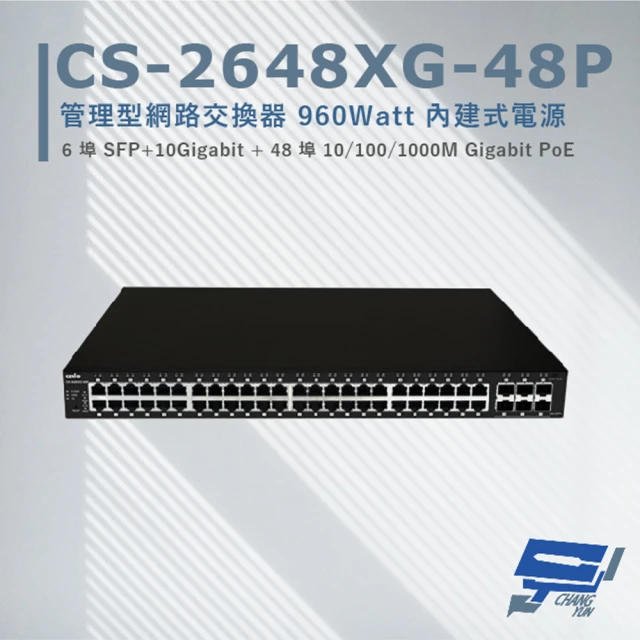 CHANG YUN 昌運CHANG YUN 昌運 CS-2648XG-48P 6埠SFP Gigabit + 48埠 Gigabit PoE+管理型網路交換器