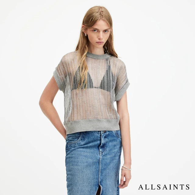 ALLSAINTS GIANA 金屬落肩透膚背心-銀 W026JA(舒適版型)