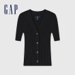 【GAP】女裝 V領短袖針織衫-黑色(512561)