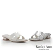 【Keeley Ann】羊皮炫彩低跟拖鞋(銀色421847127-Ann系列)