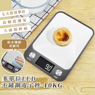 【斤斤計較】多單位LED不鏽鋼電子秤-10KG(防水防塵 料理 廚房 烘焙 咖啡 中藥 茶葉 大螢幕 萬用 省電耐用)
