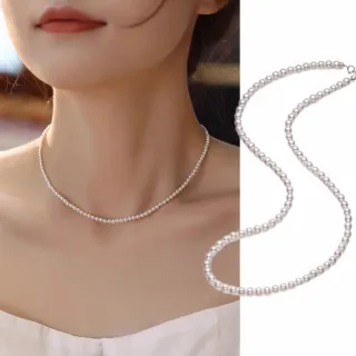 【City Diamond 引雅】純銀小米粒珍珠40公分串鍊 項鍊(珠潤月詠系列)