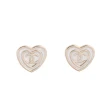 【CHANEL 香奈兒】CC Logo 雙圈愛心造型珍式耳環(珍珠白)
