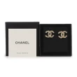 【CHANEL 香奈兒】CC Logo 大小水鑽鑲飾針式耳環(金色)