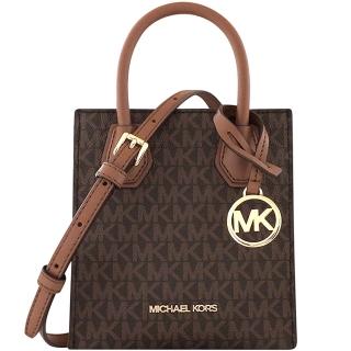 【Michael Kors】Mercer LOGO PVC小型手提/斜背兩用包(巧克力色)